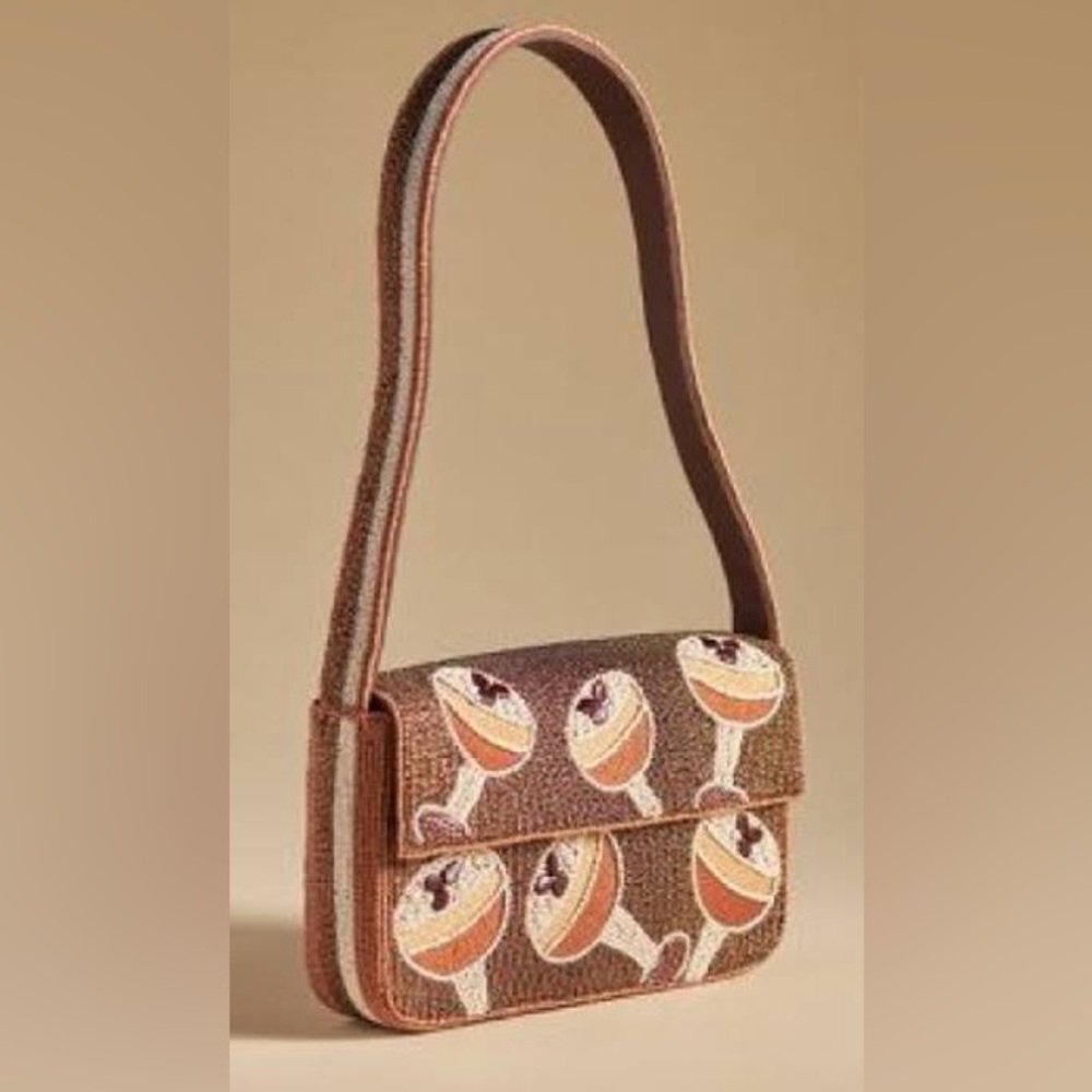Anthro Maeve Fiona Beaded Bag (Espresso Martini)